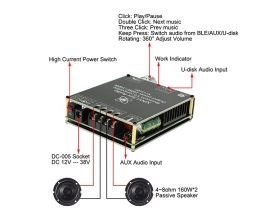 TDA7498E Bluetooth-Compatible Audio Amplifier Board 2.0 Two-Channel Stereo Module 160W+160W